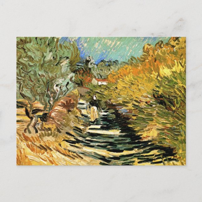 Carte Postale Route à St Remy avec figure par Vincent van Gogh (Devant)