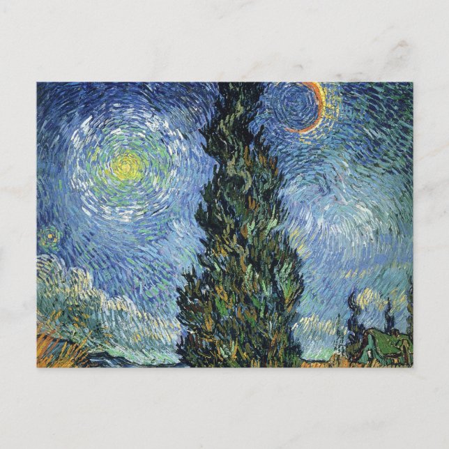 Carte Postale Route avec cyprès de Van Gogh Impressionnisme (Devant)
