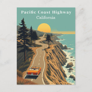 Carte Postale Route de la côte Pacifique Californie Vintage Côti