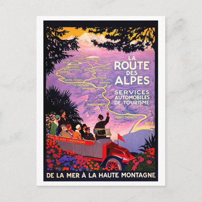 Carte Postale Route des Alpes en voiture (Devant)