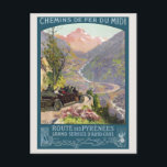 Carte Postale Route des Pyrénées France Poster vintage 1920<br><div class="desc">Affiche de voyage vintage des Pyrénées en France. Publié en 1920. Veuillez noter que nos affiches sont des reproductions de haute qualité basées sur des scans professionnels, très haute résolution des originaux. Notre processus de retouche manuelle n'implique pas l'utilisation de filtres qui enlèvent les détails ou la texture d'origine que...</div>