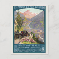 Route des Pyrénées France Poster vintage 1920