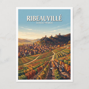 Carte Postale Route des Vins d'Alsace, vignobles de Ribeauvillé
