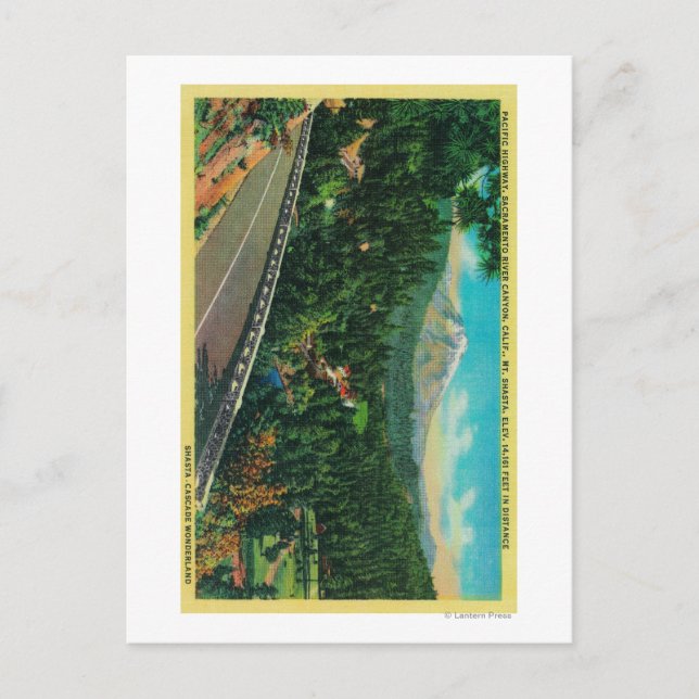 Carte Postale Route du Pacifique avec le mont Shasta à distance (Devant)