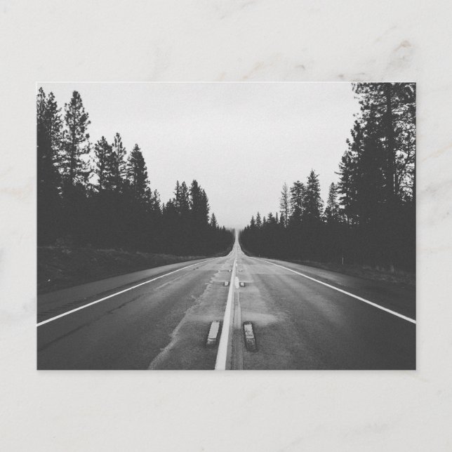 Carte Postale Route en noir et blanc (Devant)