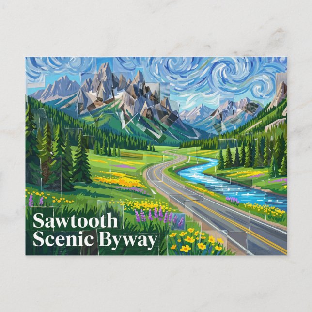 Carte Postale Route panoramique Sawtooth Idaho (Devant)
