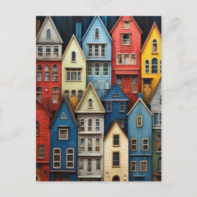 CARTE POSTALE ROW HOUSES COLORE ART POSTCARD (Devant)