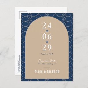Carte Postale Royal Blue Classic Retro Enregistrer la date Invit