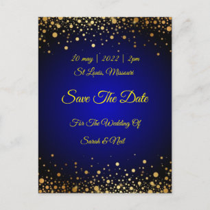 Carte Postale Royal Blue Gold Popular Enregistrer l'invitation d