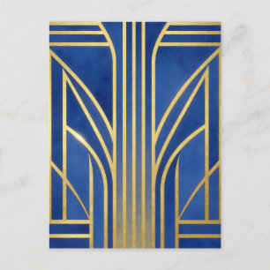 Carte Postale Royal Blue Or Art Déco