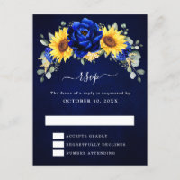 Royal Blue Rustic Tournesol Floral moderne RSVP Po
