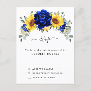 Carte Postale Royal Blue Rustic Tournesol Moderne Floral RSVP