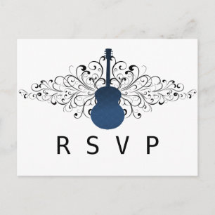 Carte postale Royal Blue Swirls Guitare RSVP