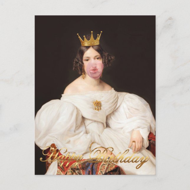 Carte Postale Royal Burst rose bulle gomme Diva Joyeux anniversa (Devant)