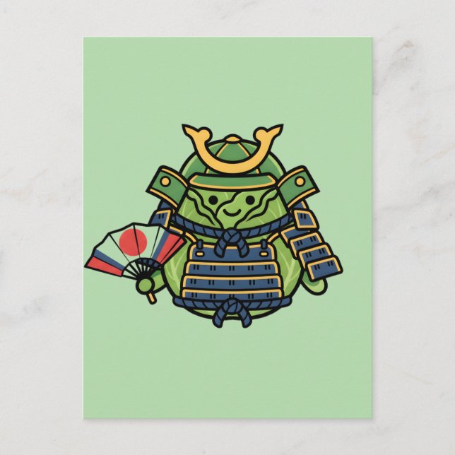 Carte Postale Royal Cabbage Samurai Warrior with War Fan Illustr (Devant)