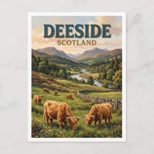 Carte Postale Royal Deeside Highland Cattle Ballater Écosse