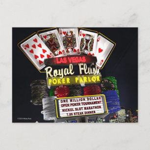 Carte Postale Royal Flush Poker FantaSign Retro Neon Signale Nui