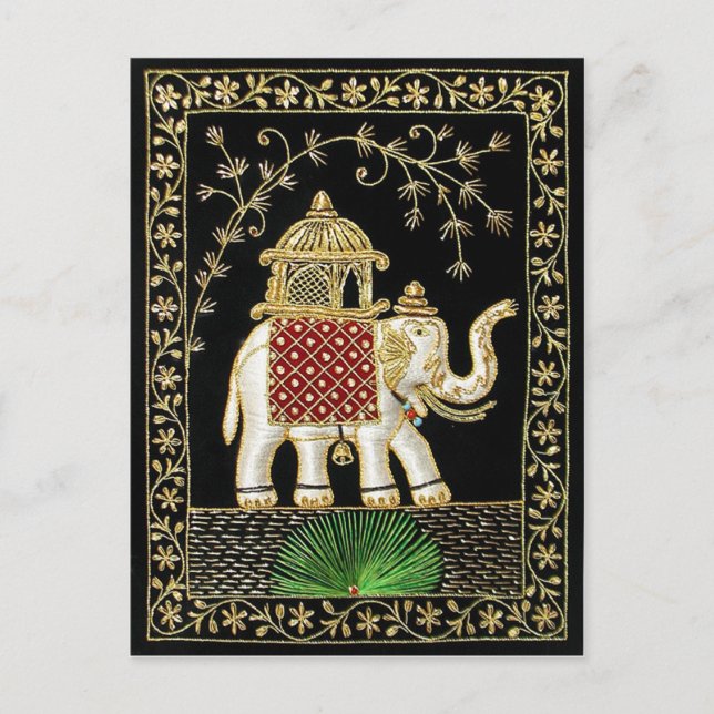 CARTE POSTALE ROYAL INDIEN ELEPHANT RIDE ZARI ART (Devant)