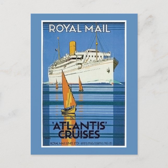 Carte Postale Royal Mail vintage : Atlantis Cruises" (Devant)