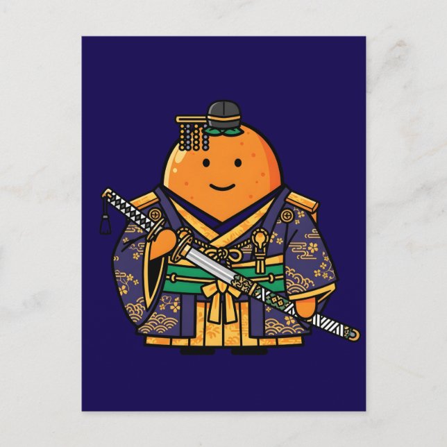 Carte Postale Royal Orange Samurai Officer Japanese Kimono (Devant)