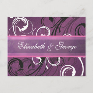 Carte Postale Royal Purple Grunge Damask Mariage élégant