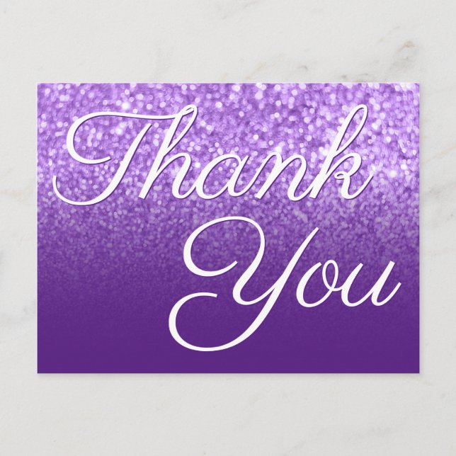 Carte Postale Royal Purple Ombre Bokeh Glitter Merci (Devant)