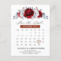 Royal Rouge blanc argent métal Enregistrer la date