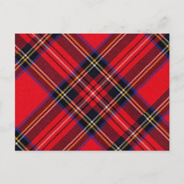 Carte Postale Royal Stewart tartan rouge noir plaid (Devant)