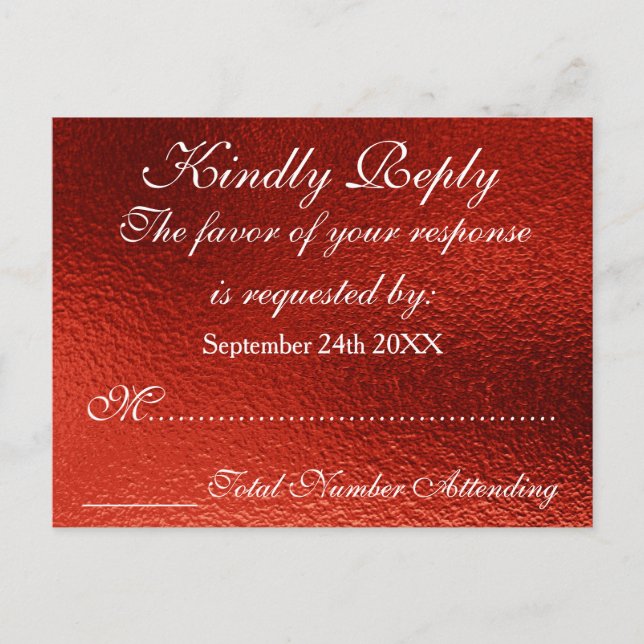 Carte postale royale personnalisée RSVP Red Shiny (Devant)
