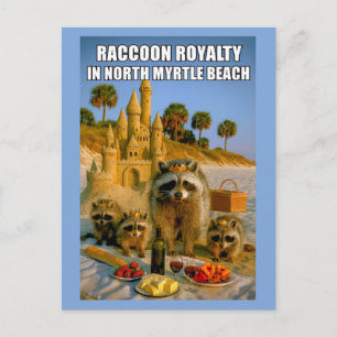 Carte Postale Royauté de raton laveur drôle à North Myrtle Beach