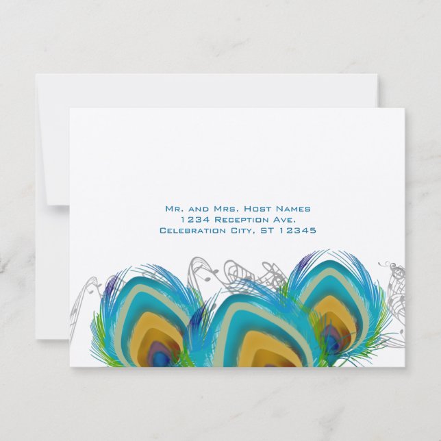 Carte postale RSVP 3 plumes de paon musicales (Devant)