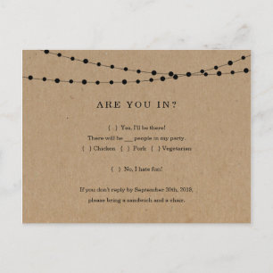 Carte postale RSVP amusante et amusante - Rustic K