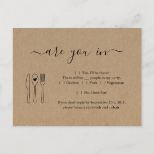 Carte postale RSVP amusante et amusante - Rustic K