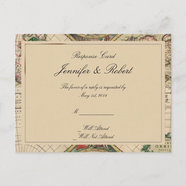 Carte postale RSVP Antique World Map (Devant)