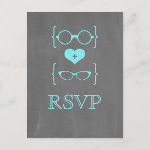 Carte postale RSVP Aqua Geeky Lunettes