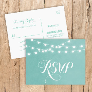 Carte postale RSVP Aqua String Lights Wedding