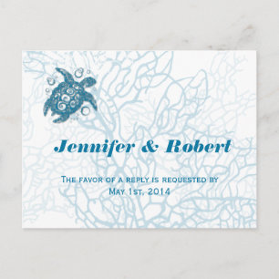 Carte postale RSVP Aqua Turtle Love Wedding