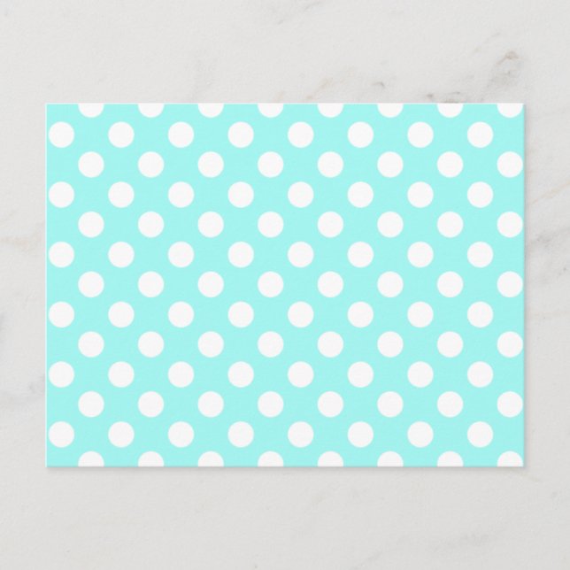 Carte postale RSVP Aqua & White Polka Dot Wedding (Devant)