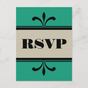 Carte postale RSVP Art Déco Vert/Beige