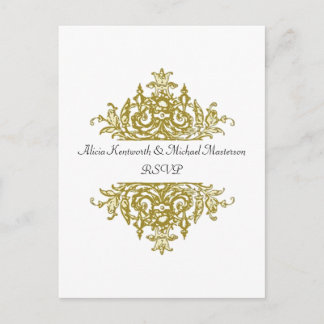 Carte postale RSVP baroque blanc et or
