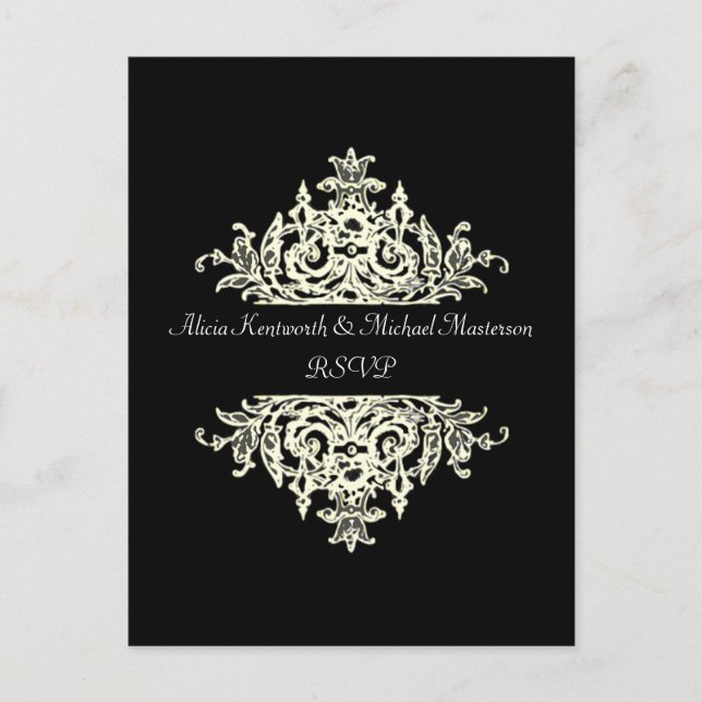 Carte postale RSVP baroque noir et blanc (Devant)