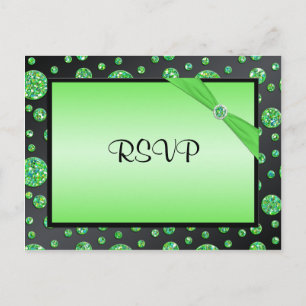 Carte postale RSVP Black and Lime Glitt