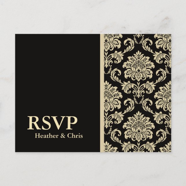 Carte postale RSVP Black Damask (Devant)