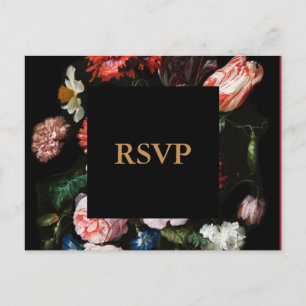 Carte postale RSVP Black Dark Floral Wedding