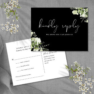 Carte Postale RSVP Black White Greenery