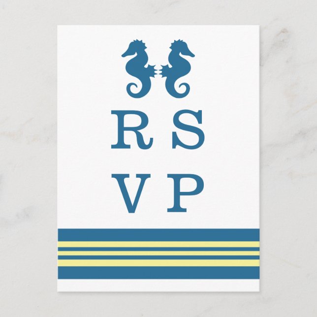 Carte postale RSVP bleu jaune marine (Devant)