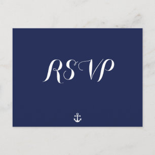 Carte postale RSVP bleu marine personnalisée Maria
