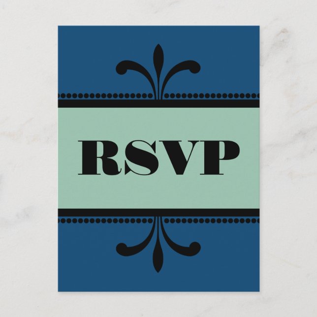 Carte postale RSVP Blue/Jade Fancy Art Déco (Devant)