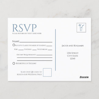 Carte postale RSVP Blue Palm Wedding