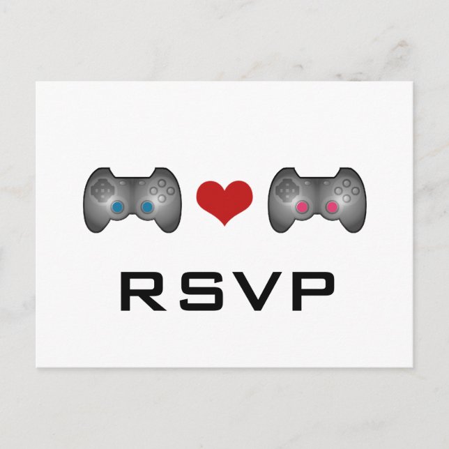 Carte postale RSVP Blue Rose Cute Gamer (Devant)